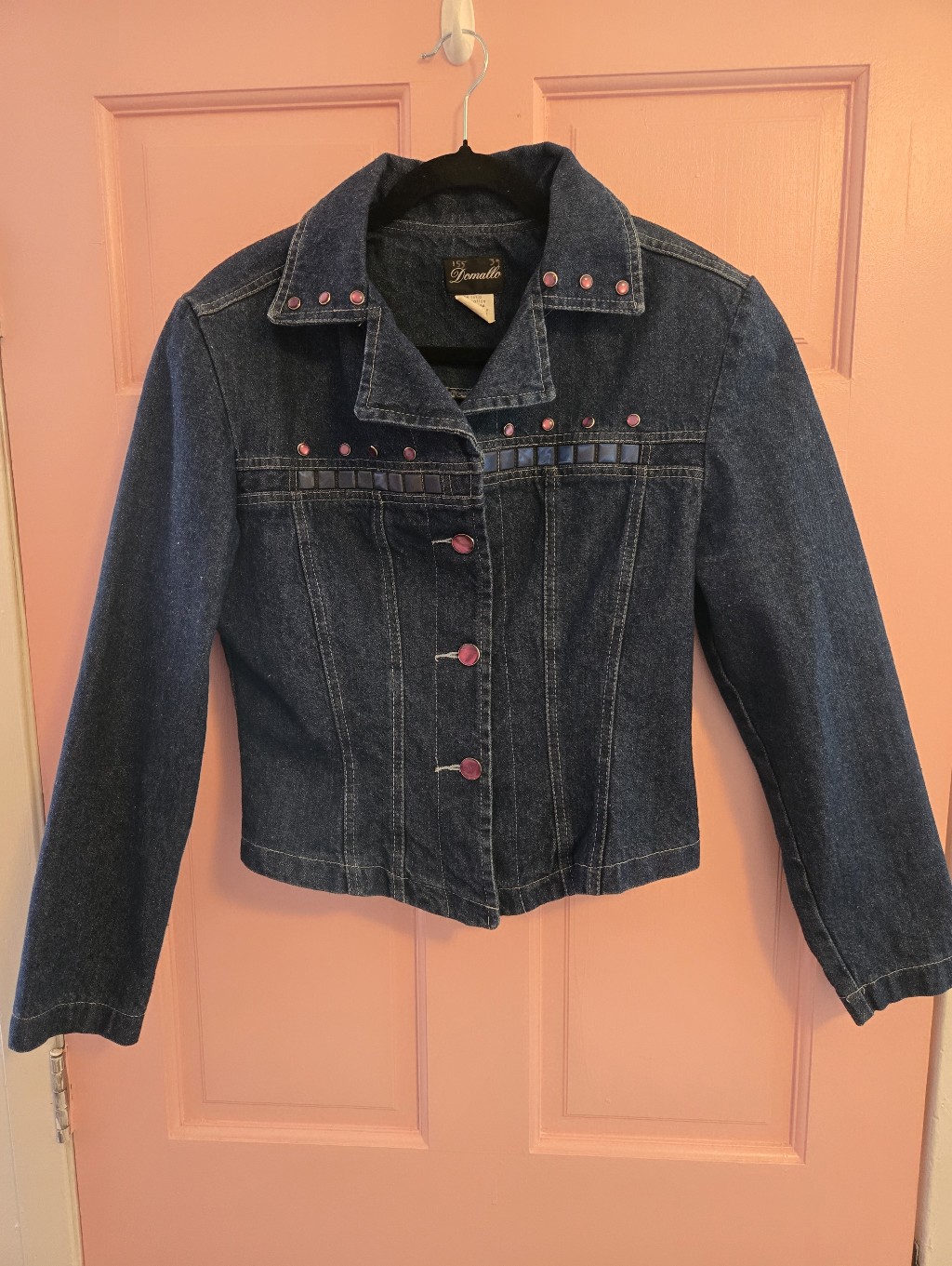 Vintage Cropped Denim Jacket With Studs